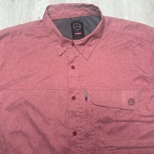 Wrangler Mens Large Pink Red Button Up Vented ATG All Terrain Gear Shirt Size XL